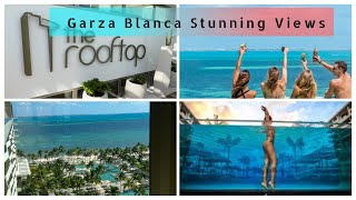 Garza Blanca Cancun Rooftop infinity pool with stunning views, Beach and pools review. Seaweed! Infinity Pool Cancun Mexico