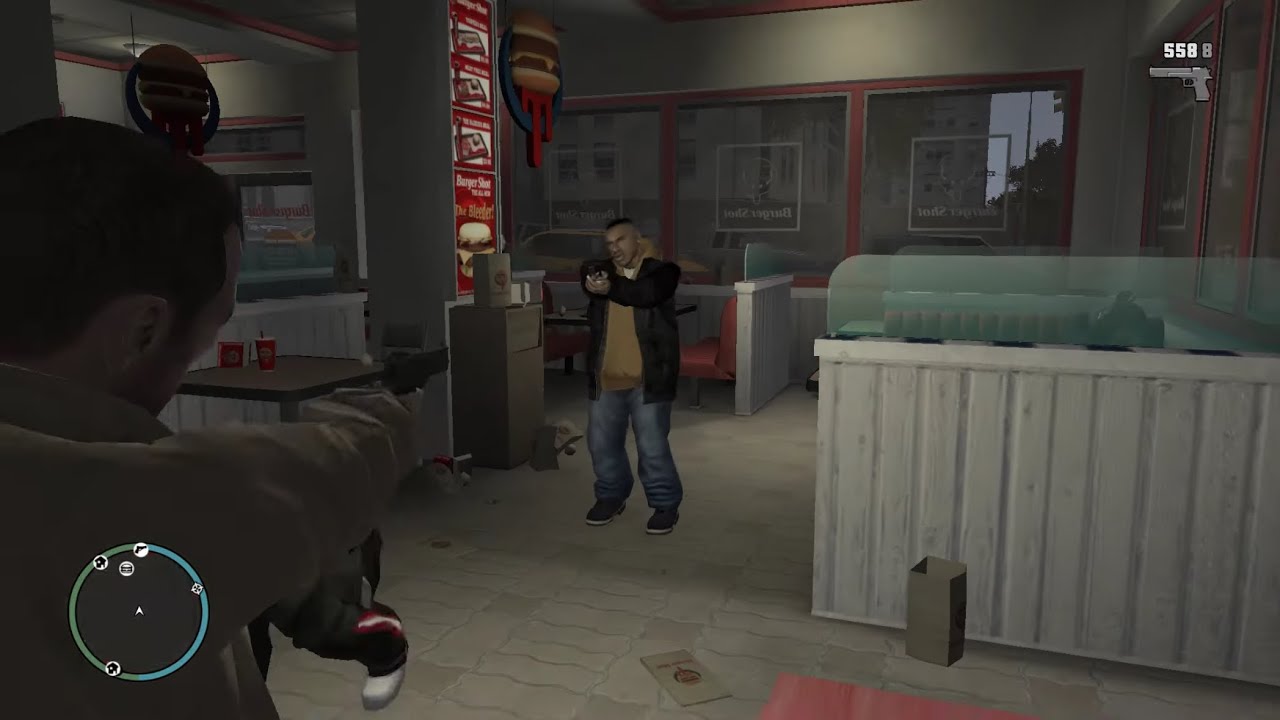 GTA 4 - Burger Shot Gang Hit + Six Star Escape