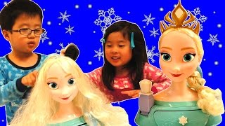 エルサのかみ（髪）をかわいくするよ♪ エルサ ヘアメイクアーティスト 海外 おもちゃ Frozen Elsa Majestic Styling Head