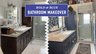 Colorful Bathroom Makeover | Painted Cabinets & PeelandStick Wallpaper!