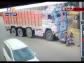 CCTV Visuals of Road Accident, Lorry Hits Bike In Medchal