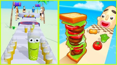 Sandwich Run 3D Vs Juice Run 3D All Levels Game MobileWalkthrough iOS, Android Gameplay Update