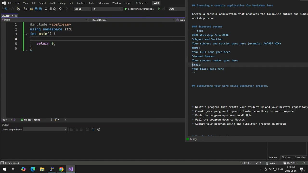 W0 - Createing a console application for workshop zero and pushing the work to GitHub
