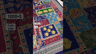Satin crape silk ajrakh digital printed saree with original mirror work & printed work blouse