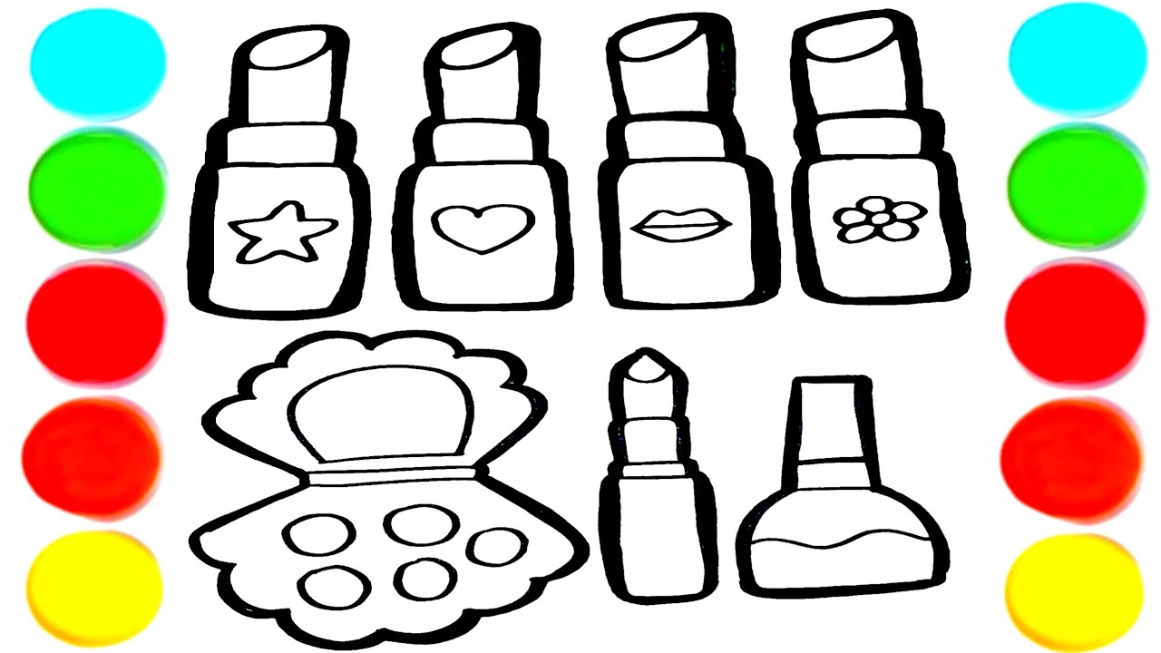 How to draw Makeup Tools Coloring page for kids - Sea Collection Makeup kit - Funny Drawing #14