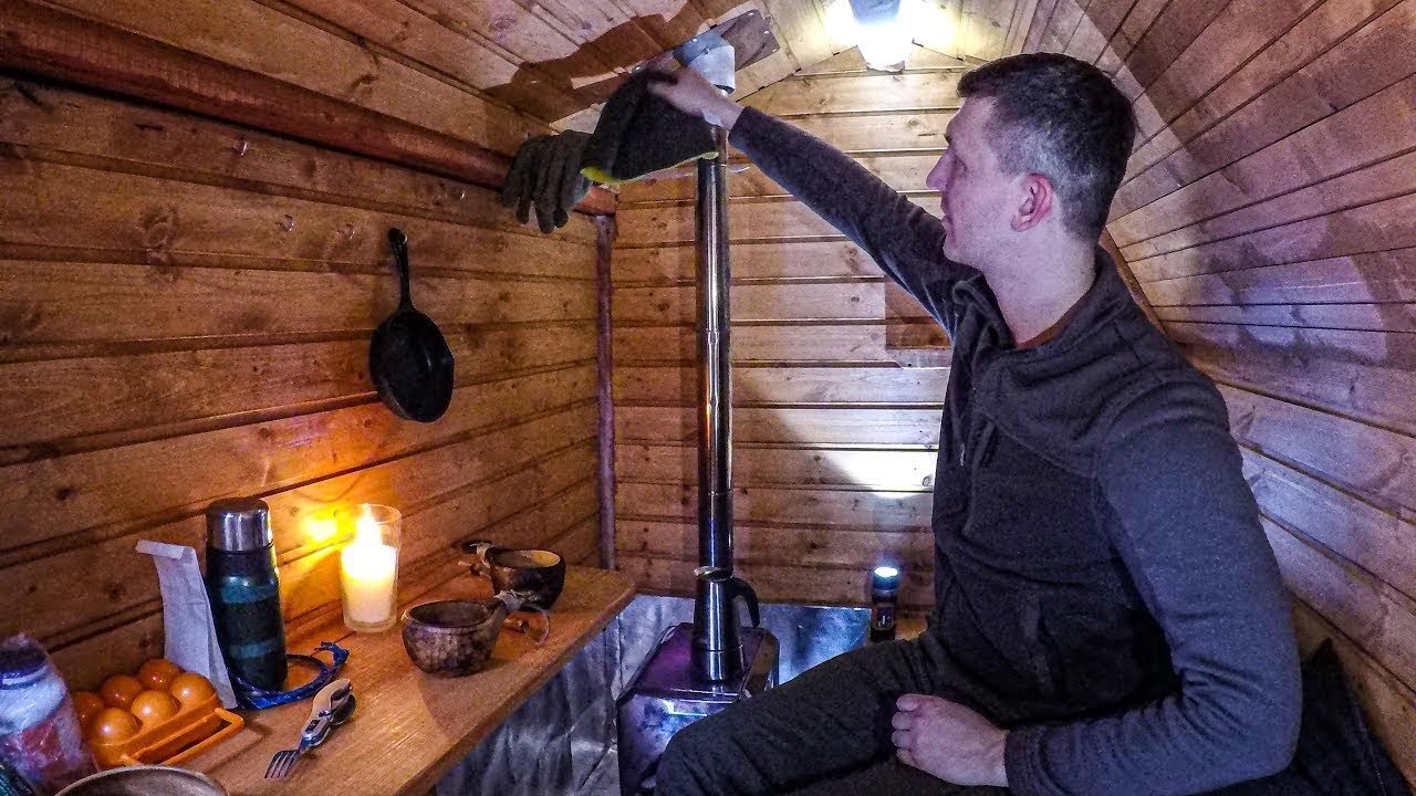 Candle Convection Heater- Winter Camping with my Off-Grid Stove!  (Snowmobile Camper Series) 