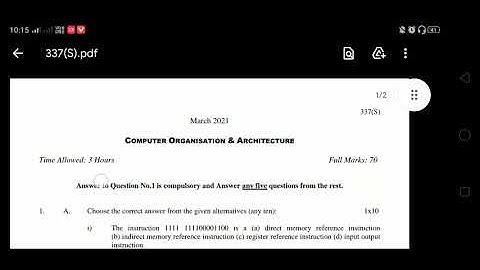 COMPUTER ORGANISATION AND ARCHITECTURE, POLYTECHNIC , JUNE 2021 SEMESTER QUESTION PAPER..