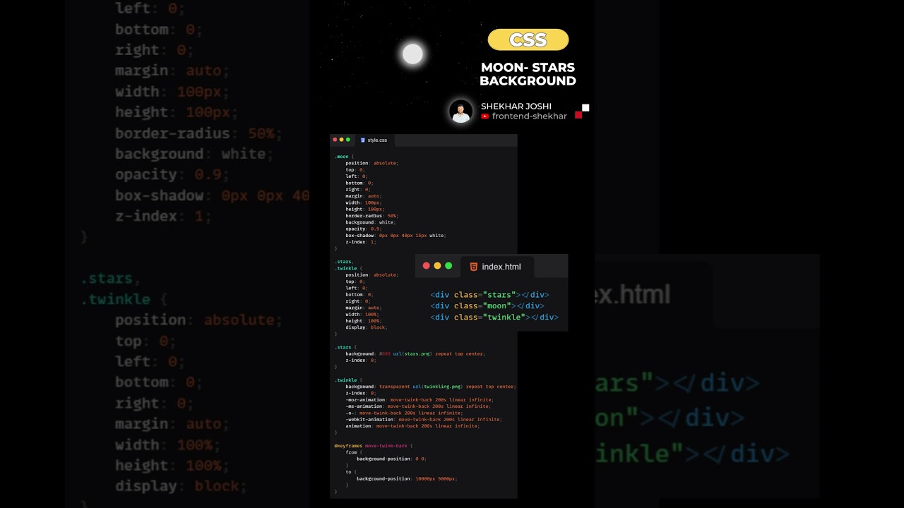 ✨ Moon and Stars Background | HTML & CSS 
