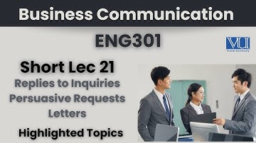 ENG301 Short Lecture 21_Replies to Inquiries_Persuasive Requests_Letters_Final Term short lectures