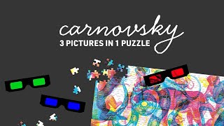 Ginger Fox RGB Jungle by Carnovsky 500 Piece 3 Pictures in 1 Jigsaw Puzzle Glasses & Lens App Includes Artwork Print 