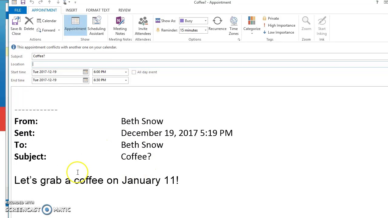 Making a Calendar Invite from an Email in Outlook YouTube