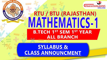 Syllabus | Mathematics 1 (M-1) RTU/BTU (Rajasthan)  B.Tech  1st Year 1 Sem Syllabus