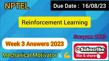 Reinforcement Learning | Week 3 Quiz | Assignment 3 Solution | NPTEL | SWAYAM 2023