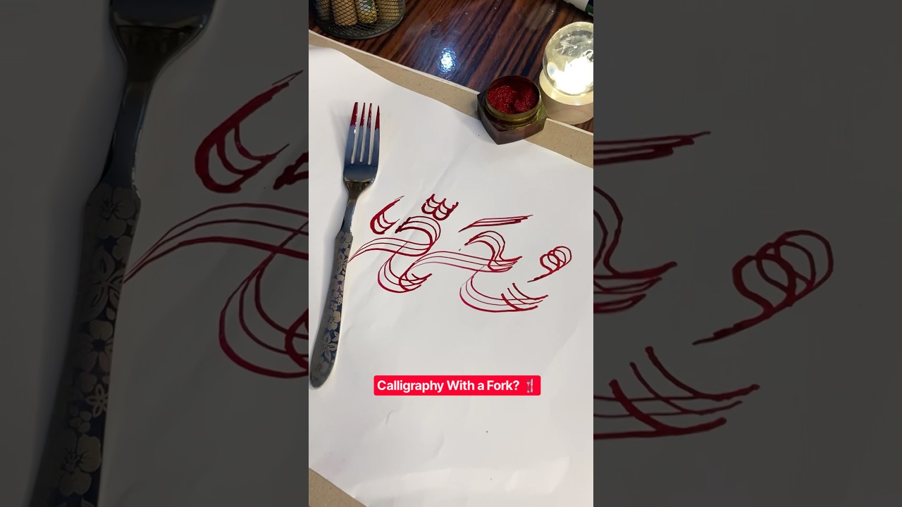 Can I Do Arabic Calligraphy With a Fork? 🍴#shorts