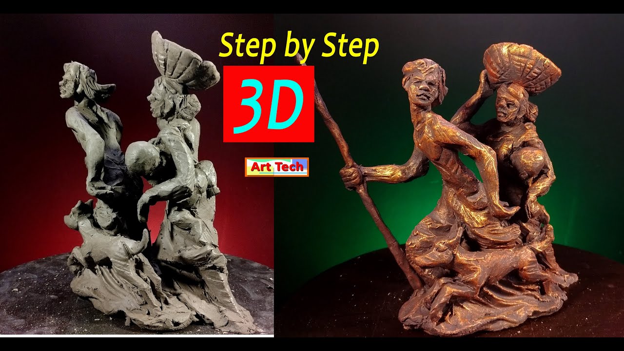 Clay Sculpture Making Easy Process 3D Clay Model Human Figure Composition Art Tech