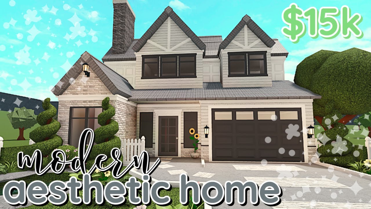 Aesthetic 15k Bloxburg Modern House Build 2 Story With Voice Youtube