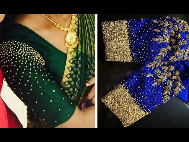 Buy Beads Work Satin Silk Traditional Designer Saree Online