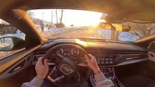 Audi Q8 S Line 60 TFSIe QUATTRO (462hp) REVIEW POV Test Drive on Snow Roads