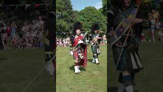 Drum Majors lead massed pipes &amp; drums opening march at 2023 Oldmeldrum Highland Games #shorts