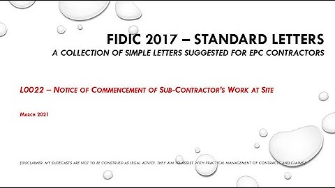 FIDIC 2017 Cl 4.4 - L022 Notice of Sub Contractor