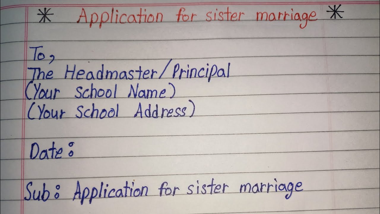 leave application letter for office for sister marriage