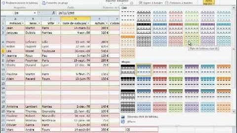 Excel 2010 : Tableaux