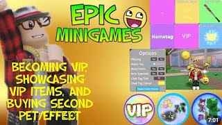 Purchasing VIP And Second Pet\Effect Gamepasses (Showcasing All VIP Items) Roblox Epic Minigames screenshot 2