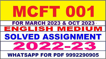 mcft 1 solved assignment 2022-23 in english | mcft 1 solved assignment 2022-23 | mcft 1 2023