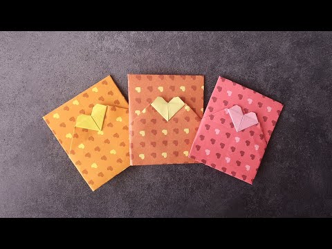 3.8女神节礼物，爱心信封手工折纸，纸短情长 | How to Fold an Origami Heart Envelope | 折り紙1枚でハート付きポチ袋の折り方