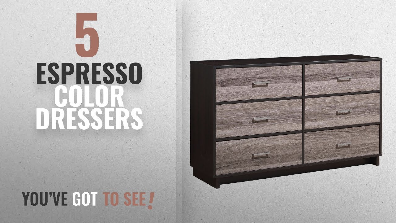 Top 10 Espresso Color Dressers [2018]: Ameriwood Home Colebrook 6 Drawer Dresser, Espresso/Rustic