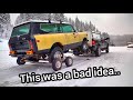 We try to tow a classic truck over the Cascade mountains in a snow storm