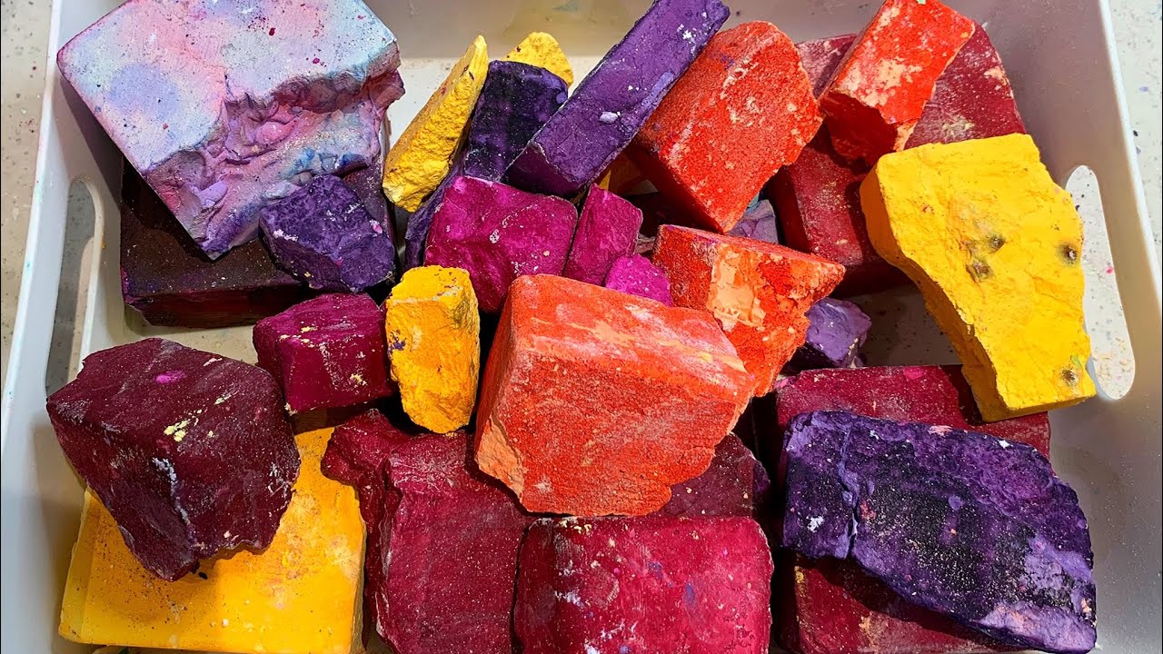 ASMR | dyed chunks & blocks | crunchy | crispy | satisfying | relaxing | stress relief