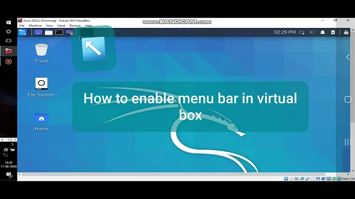 How to enable and disable menu bar in virtualbox