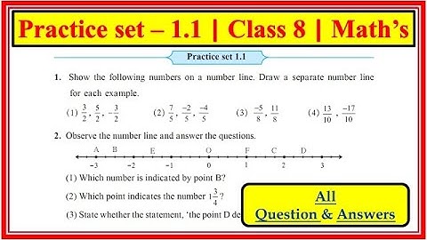 Practice set 1.1 class 8th maths | std 8 maths | Rational numbers on number line | Maharashtra board