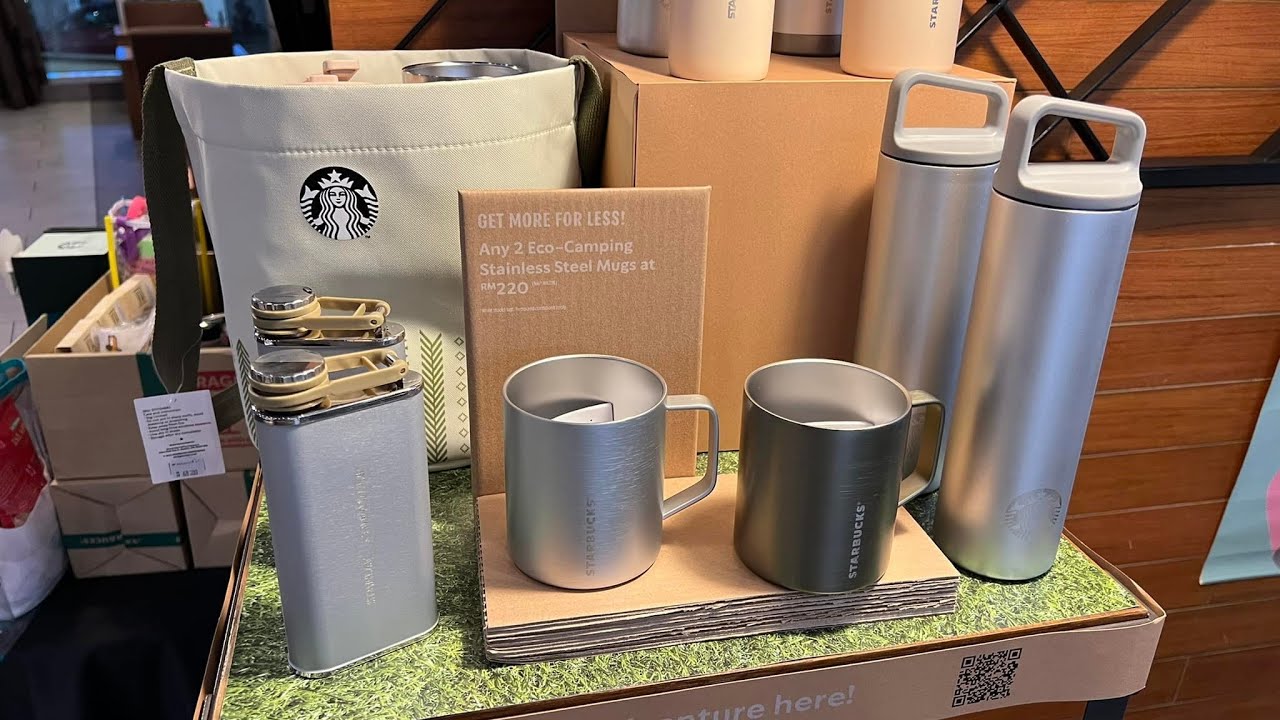 414ml/14oz Starbucks Stainless Steel Green Grey Outdoor Camping Cup