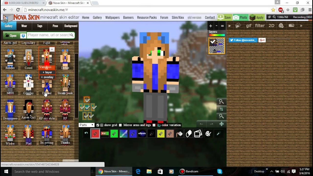 minecraft skin editor nova