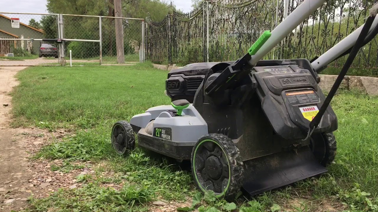 EGO Mower 21 inch Self Proppelled Rear Discharge Hack and Mowing - YouTube