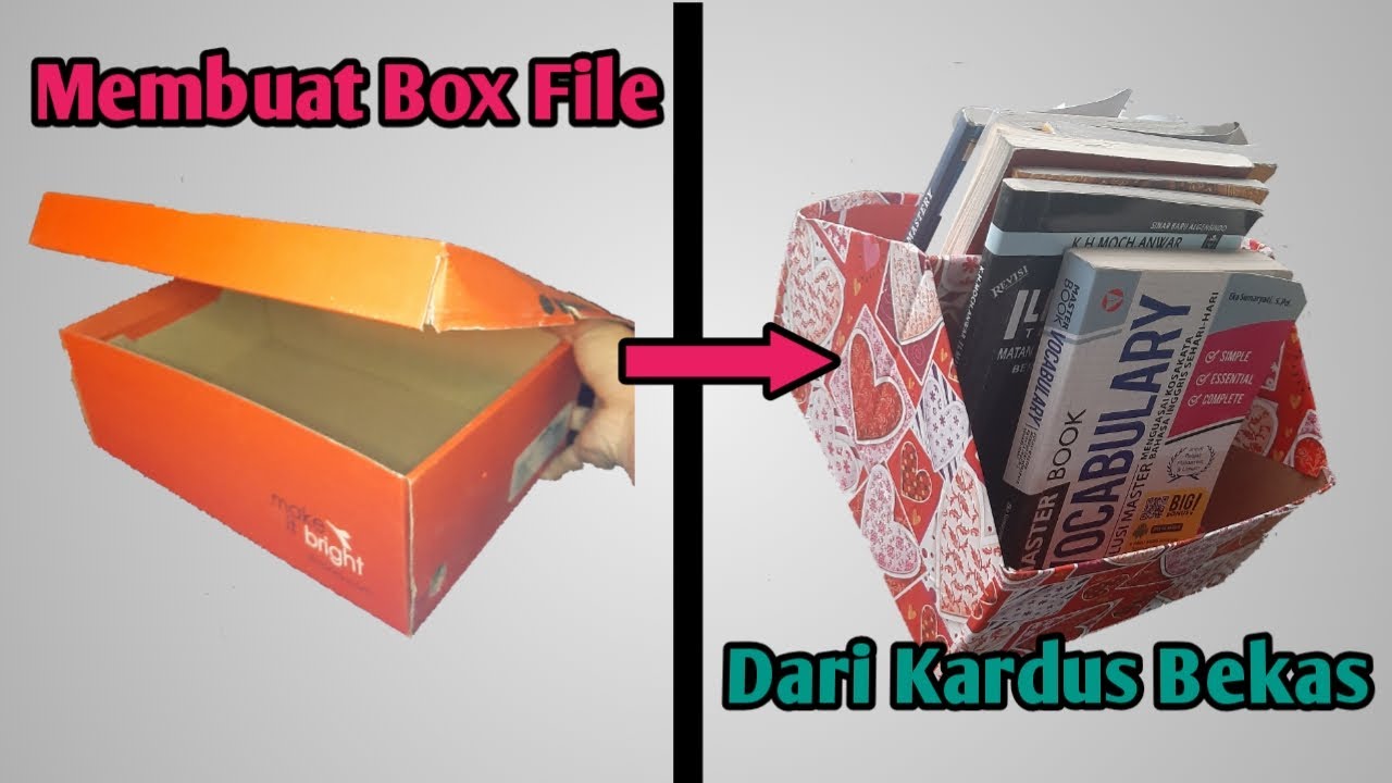 CARA MEMBUAT BOX FILE DARI  KARDUS  BEKAS KREATIF  DIY 