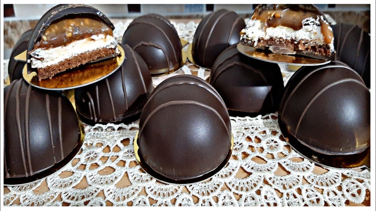 تحلية دوم بالشوكولاطة محشوة بالكراميل واللوز رووعة👌😋 باتيسري في دارك