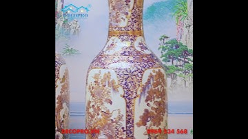 Lộc Bình Tứ Cảnh - Gốm Bát Tràng Vẽ Kỹ Vàng 24k