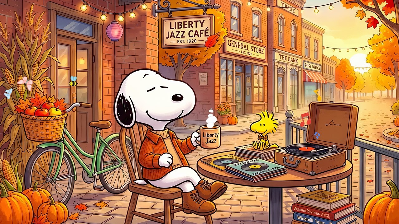 Peaceful Autumn Afternoon with Snoopy ☕🎨 Relaxing Jazz for Work