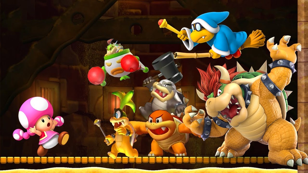 New Super Mario Bros U Deluxe - All Bosses (No Damage) - YouTube