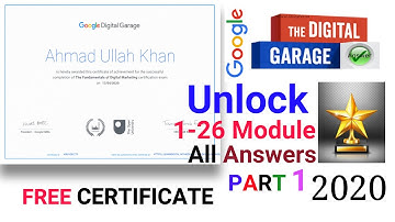 Google Digital Garage Marketing 2020 Apply Procedure Unlock |1-26 Modules Answers |Free Certificate|