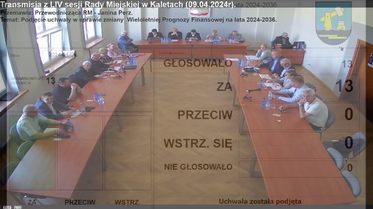 Transmisja z LIV sesji Rady Miejskiej w Kaletach - 09.04.2024r