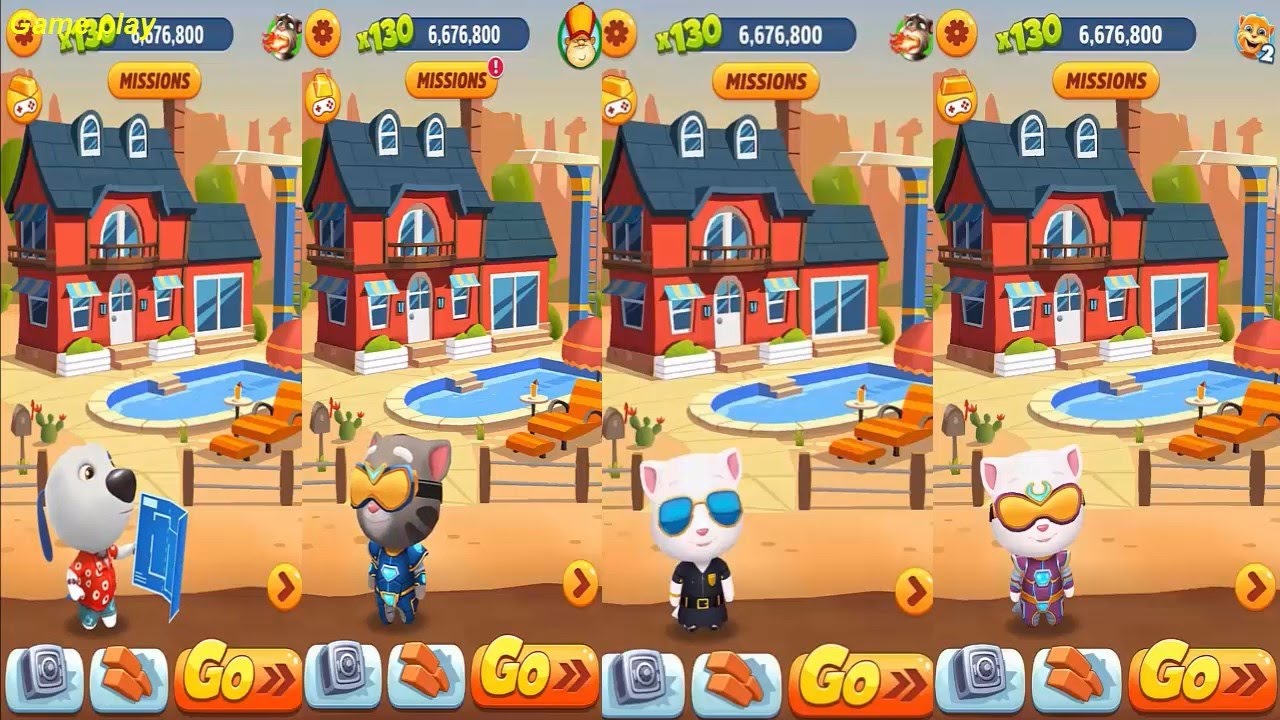 Talking Tom Gold Run Tom in Wild West Hawaiian Hank VS CYBER ANGELA VS HYPER TOM VS AGENT ANGELA