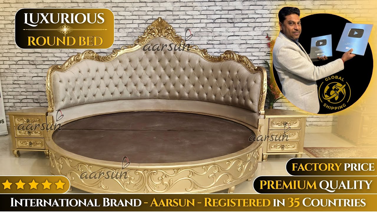 Кровать | Дизайн кровати | Круглая кровать | Кровать в стиле Махараджи | Резная круглая кровать |...