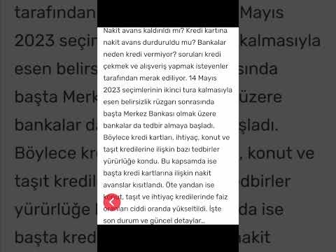 Bankalar nakit avansı neden kapattı çekilmiyor?