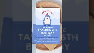Cutest Penguin Birthday Invitation 🐧❄️ | Winter Party Canva Template