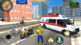 Spider Rope Hero Gangster Crime - Ambulance and Bike at Vegas City - Android Gameplay screenshot 5