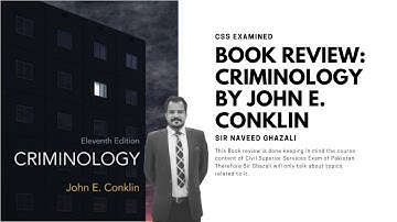 CSS Book Review | Criminology by John E Conklin | FPSC Recommended | Sir Naveed Ghazali